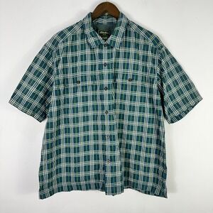 Eddie Bauer Button Shirt XL Plaid Green Outdoor Rugged Dad Normcore Vintage 90s